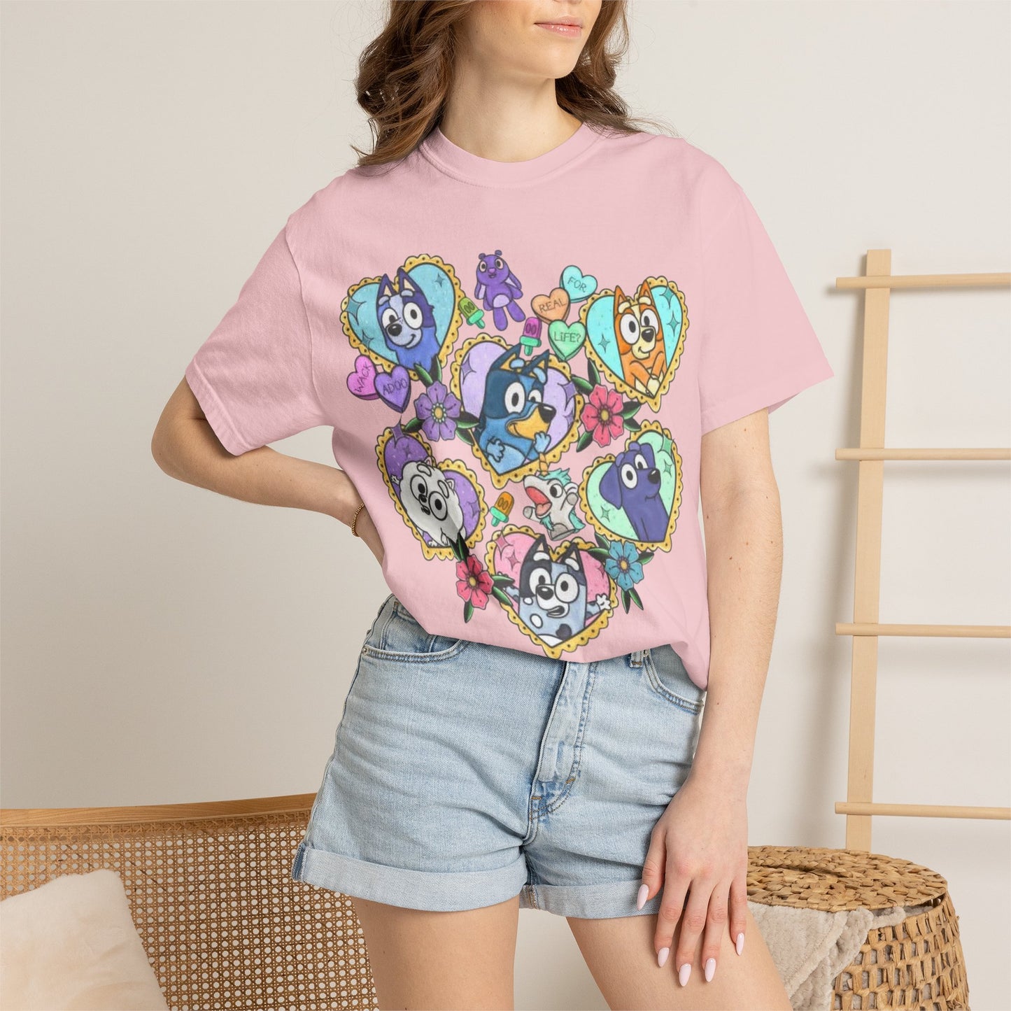 Cute Cartoon Birds Heart Collage T-Shirt | Colorful Avian Characters