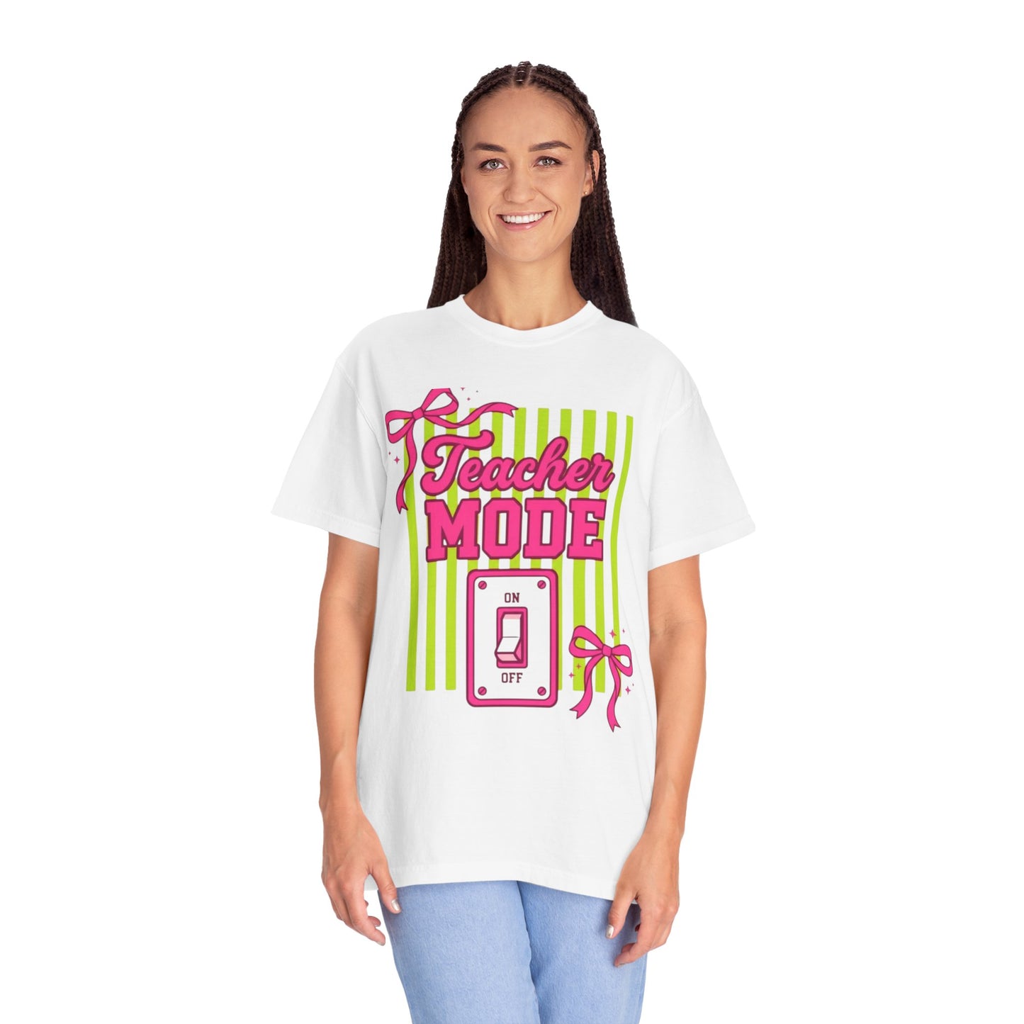 Teacher Mode T-Shirt — Cute Pink Ribbon "Teacher Mode" Graphic Tee