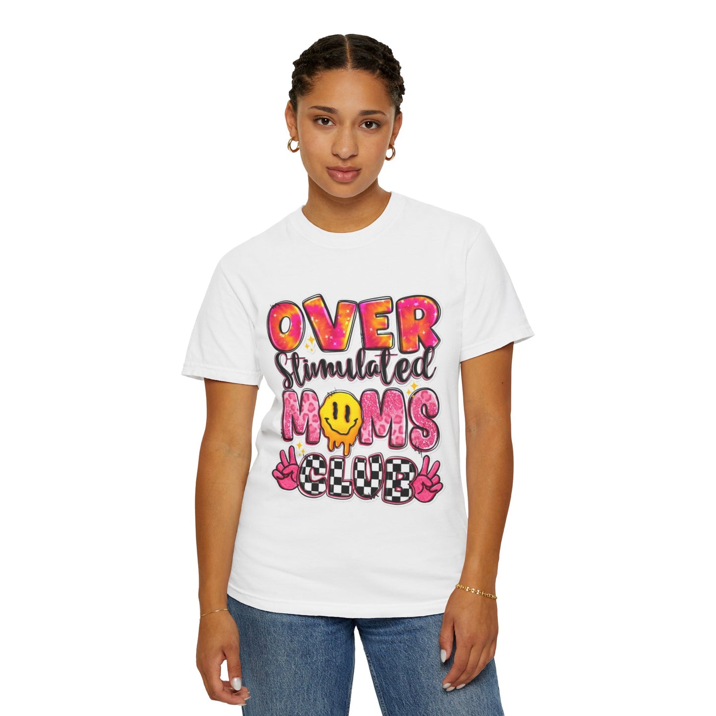 Overstimulated Moms Club T-Shirt — Funny Graphic Tee for Tired Moms