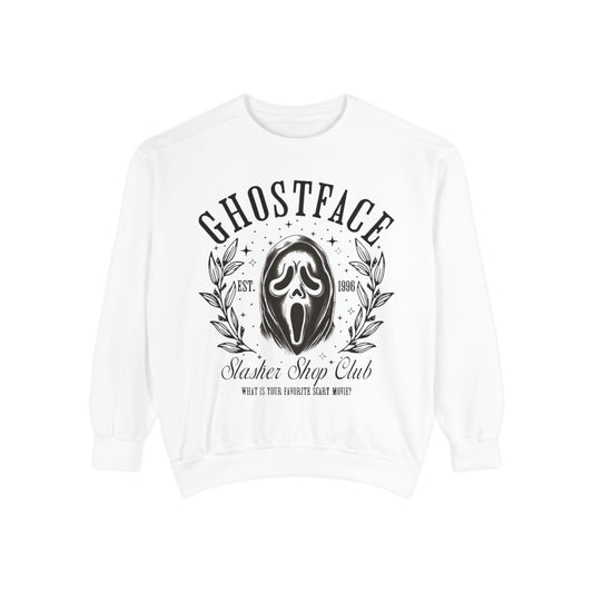 Ghostface Slasher Show Club Sweatshirt — Retro Horror Mask Crewneck