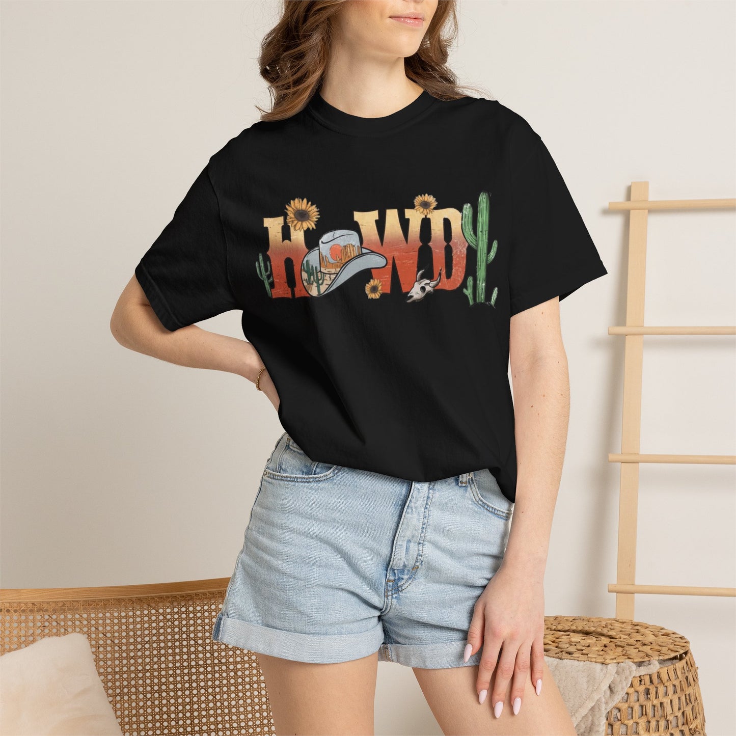 Howdy Western T-Shirt — Southwestern Cactus & Sunflower Graphic Tee