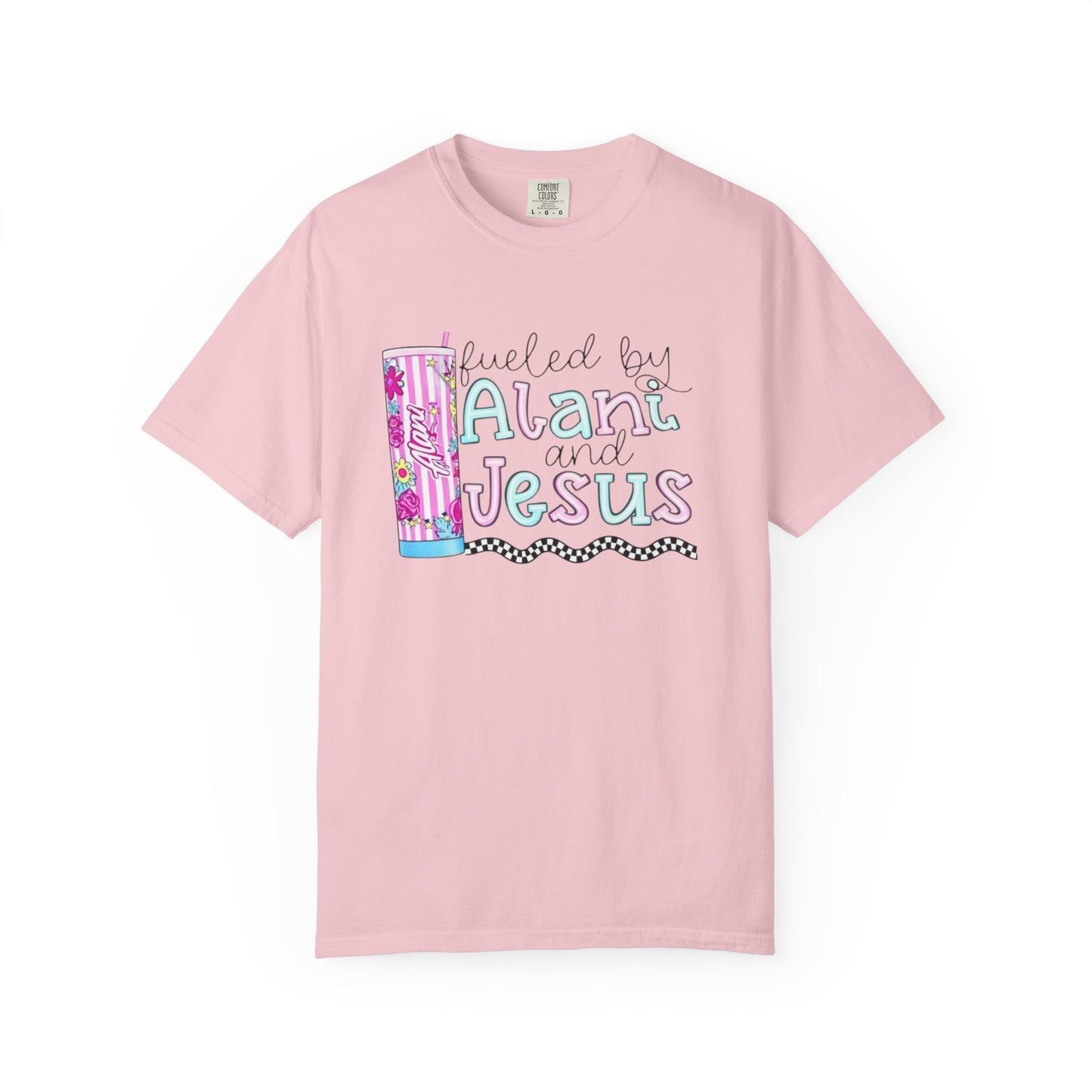T-Shirt — 'Fueled by Alani and Jesus' Colorful Pastel Graphic Tee
