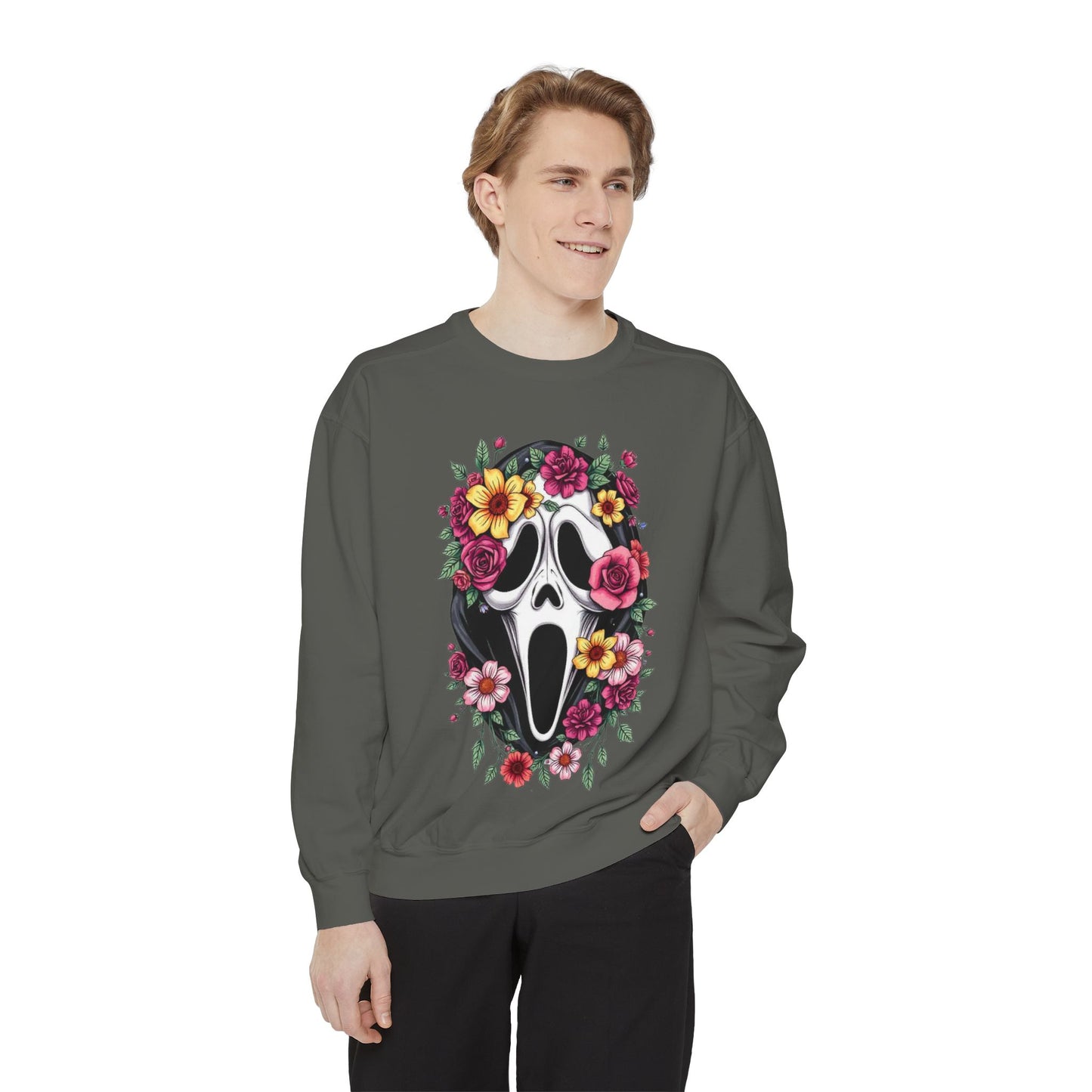 Floral Scream Sweatshirt — Floral Ghost Face Crewneck