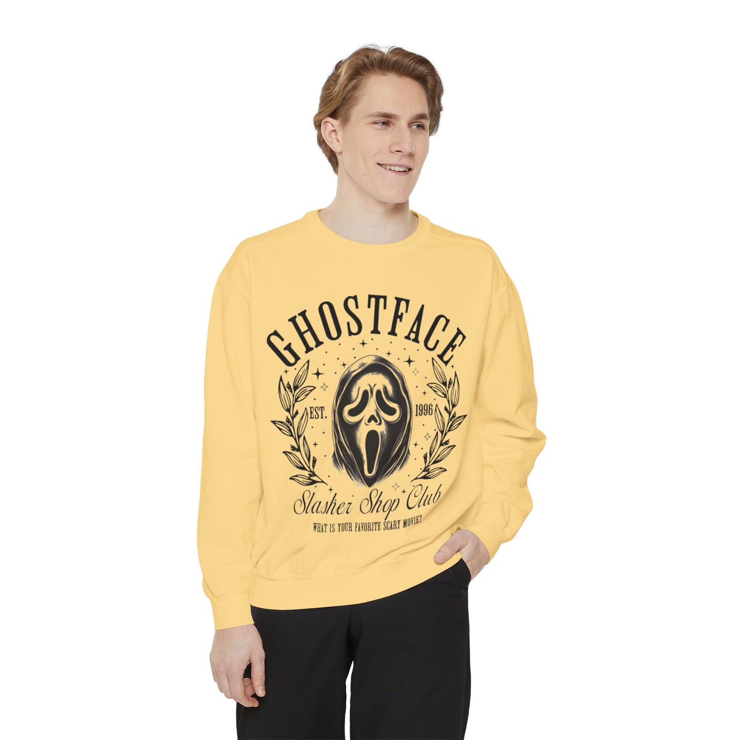 Ghostface Slasher Show Club Sweatshirt — Retro Horror Mask Crewneck