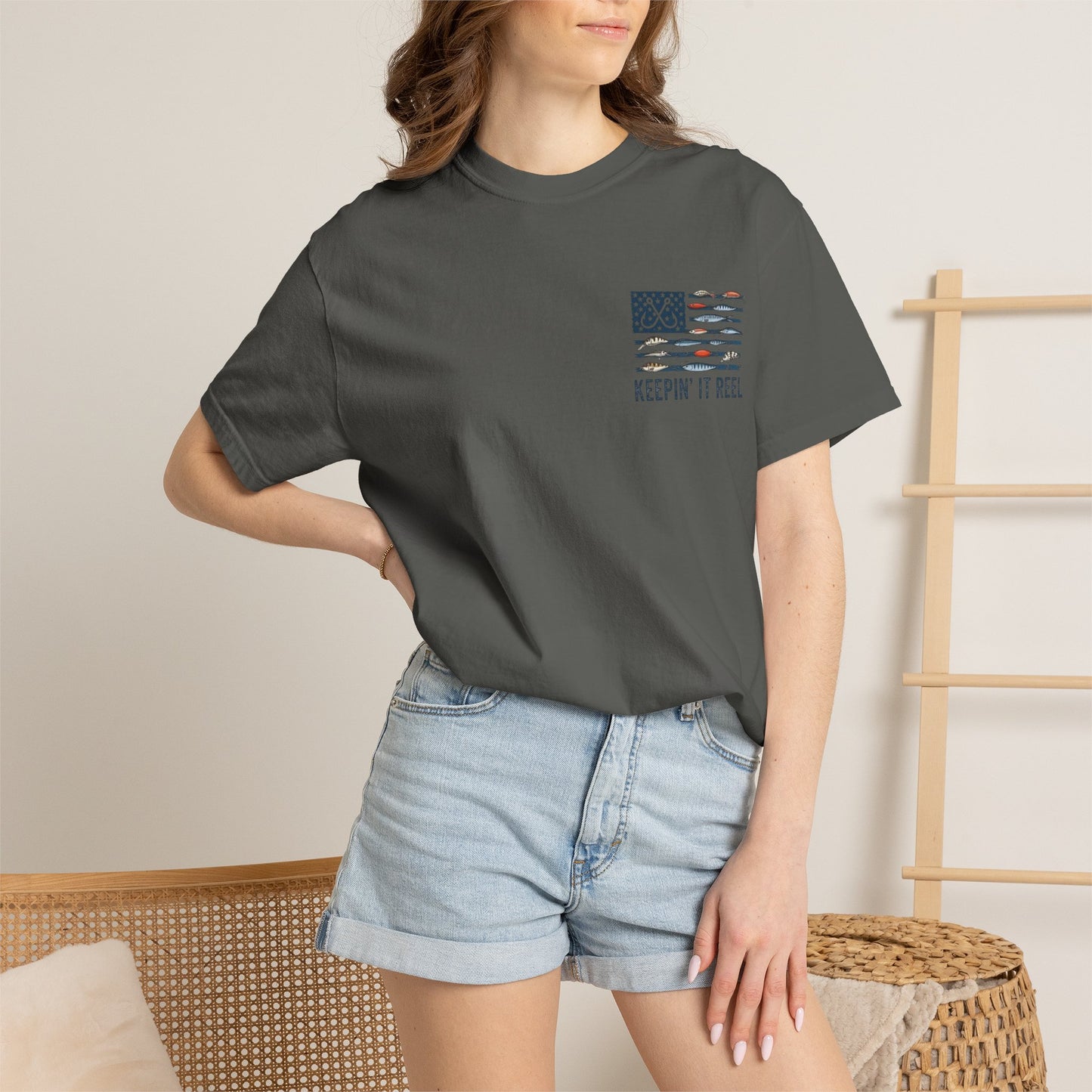 Fishing Flag T-Shirt — "Keepin' It Reel" Patriotic Angler Tee