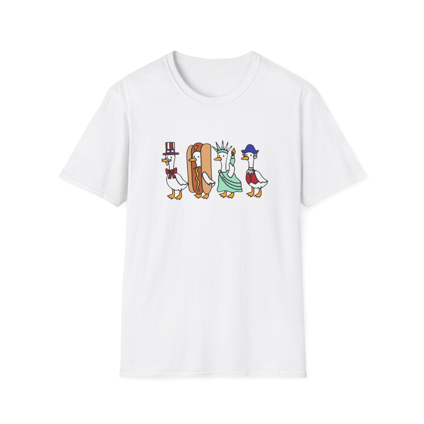 Patriotic Ducks Graphic T-Shirt — Cute Liberty Hotdog Parade Tee