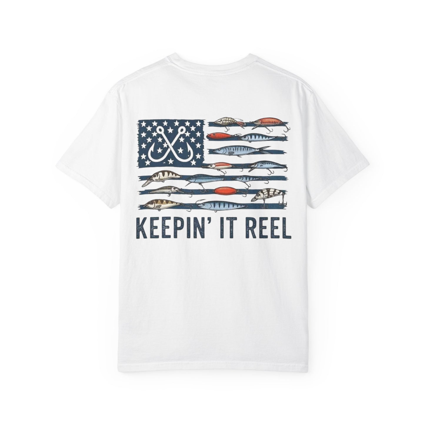 Fishing Flag T-Shirt — "Keepin' It Reel" Patriotic Angler Tee