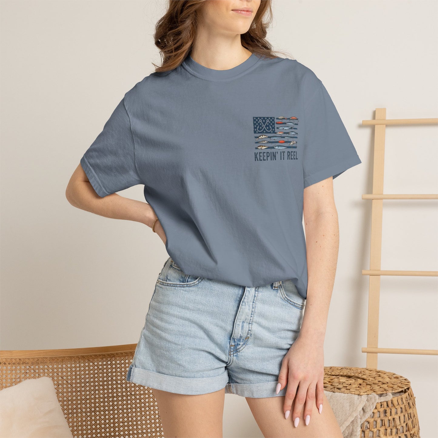 Fishing Flag T-Shirt — "Keepin' It Reel" Patriotic Angler Tee