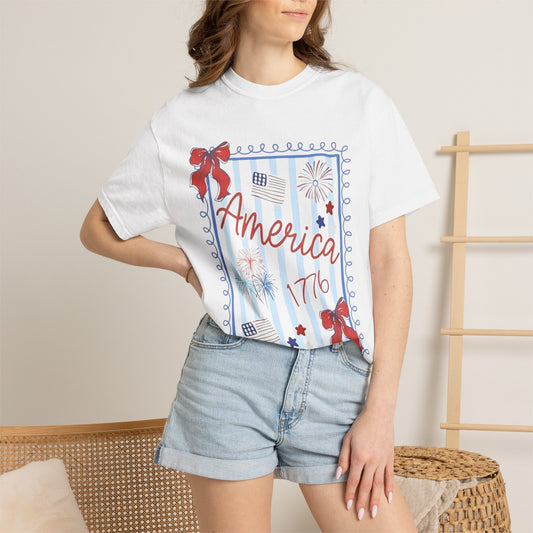 America 1776 Patriotic T-Shirt — Red White & Blue Fourth of July Tee