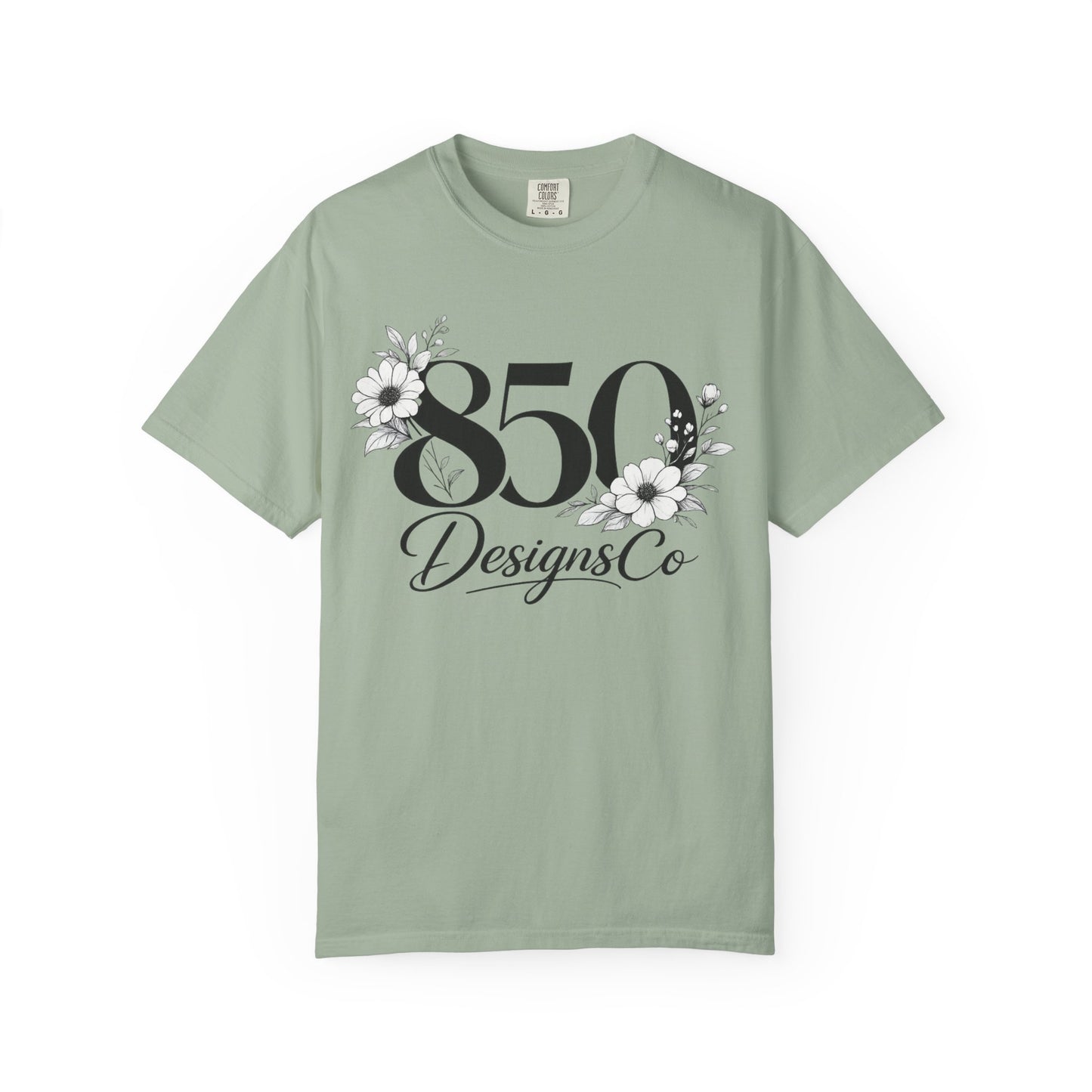 850 Designs Co Floral Logo T-shirt | Script Number Graphic