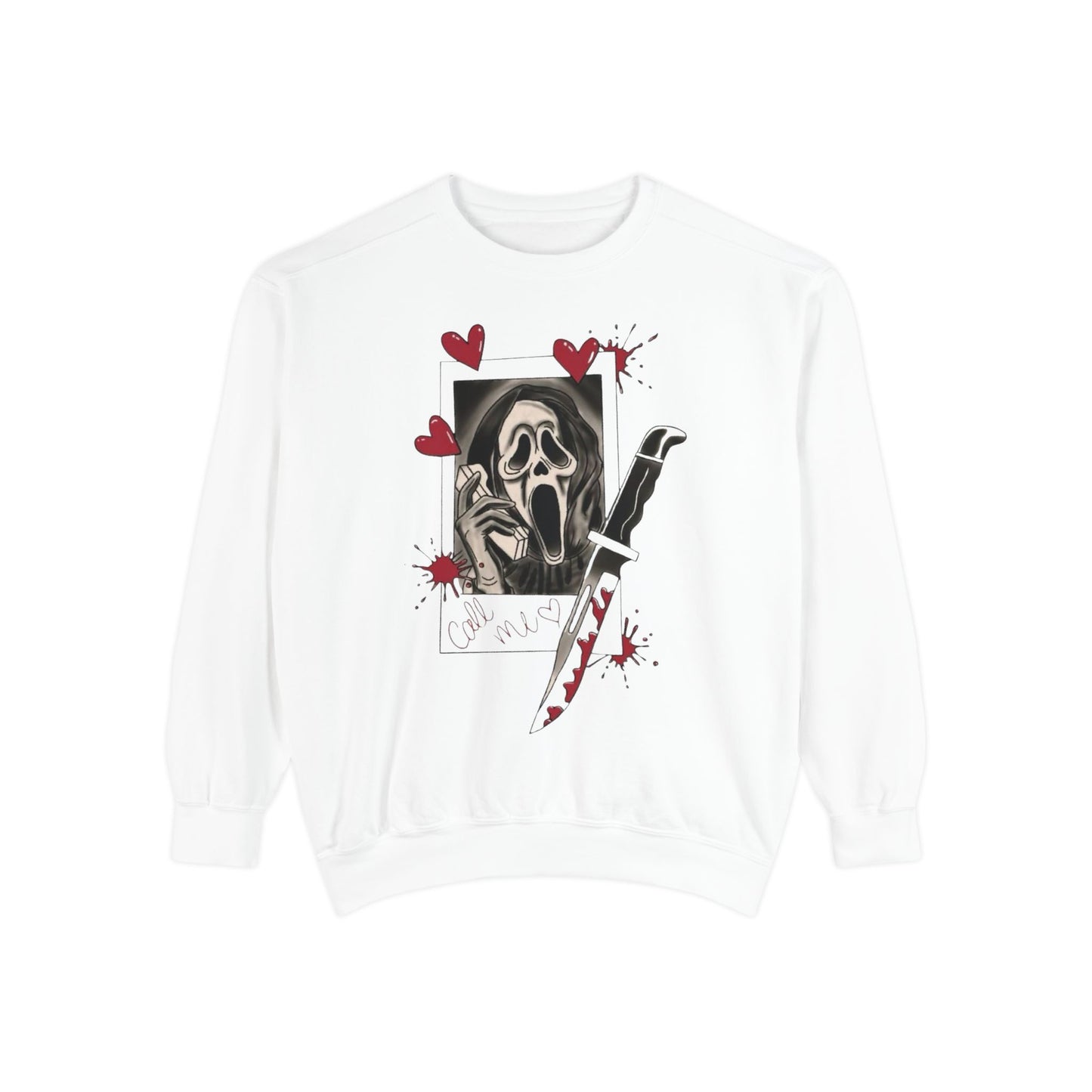 Scream Mask Knife Sweatshirt — Horror Graphic Pullover