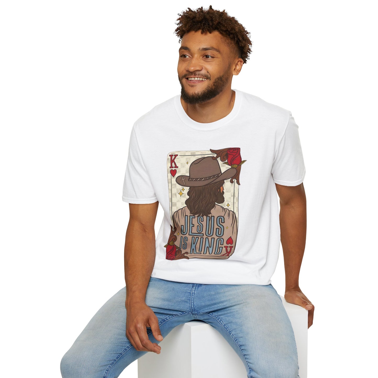 King of Hearts Tee — “Jesus is King” Western Playing Card Graphic T-Shirt