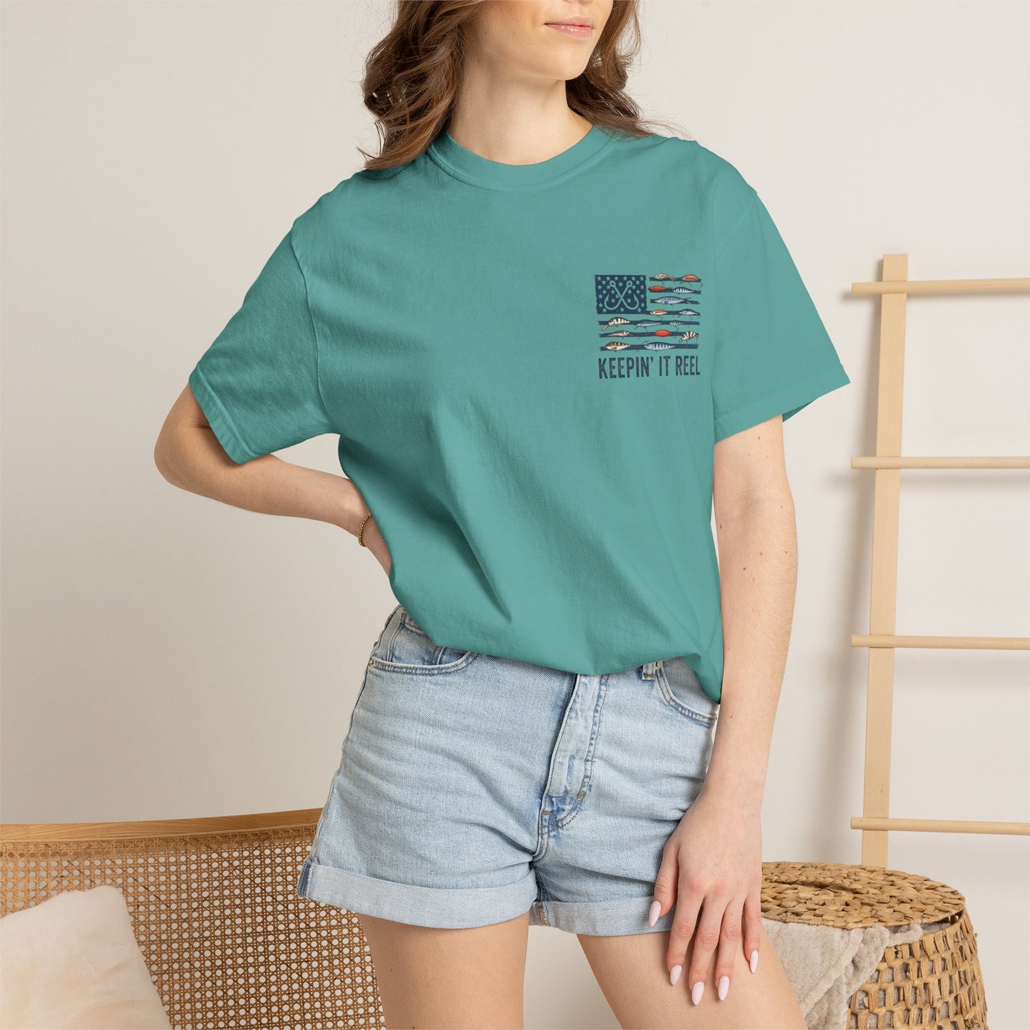 Fishing Flag T-Shirt — "Keepin' It Reel" Patriotic Angler Tee