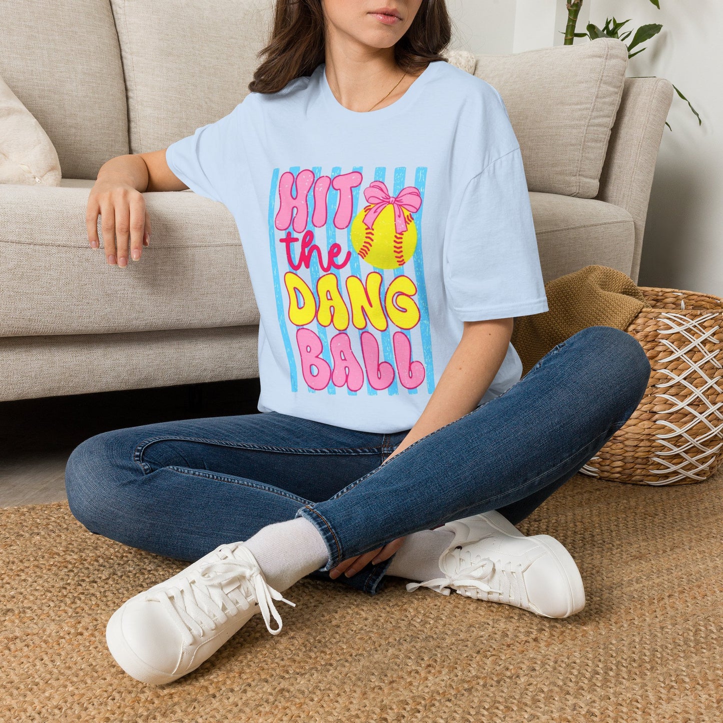 T-Shirt — "Hit the Dang Ball" Cute Softball Tee