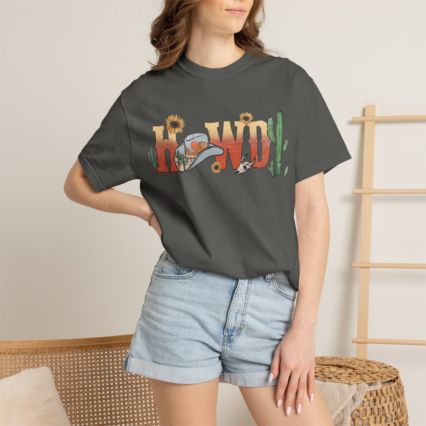 Howdy Western T-Shirt — Southwestern Cactus & Sunflower Graphic Tee