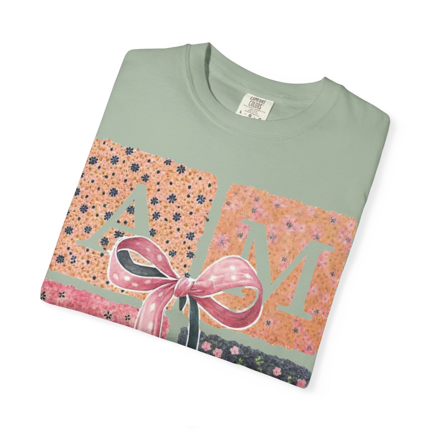 Amen Floral Bow T-Shirt — Decorative Letter Graphic Tee
