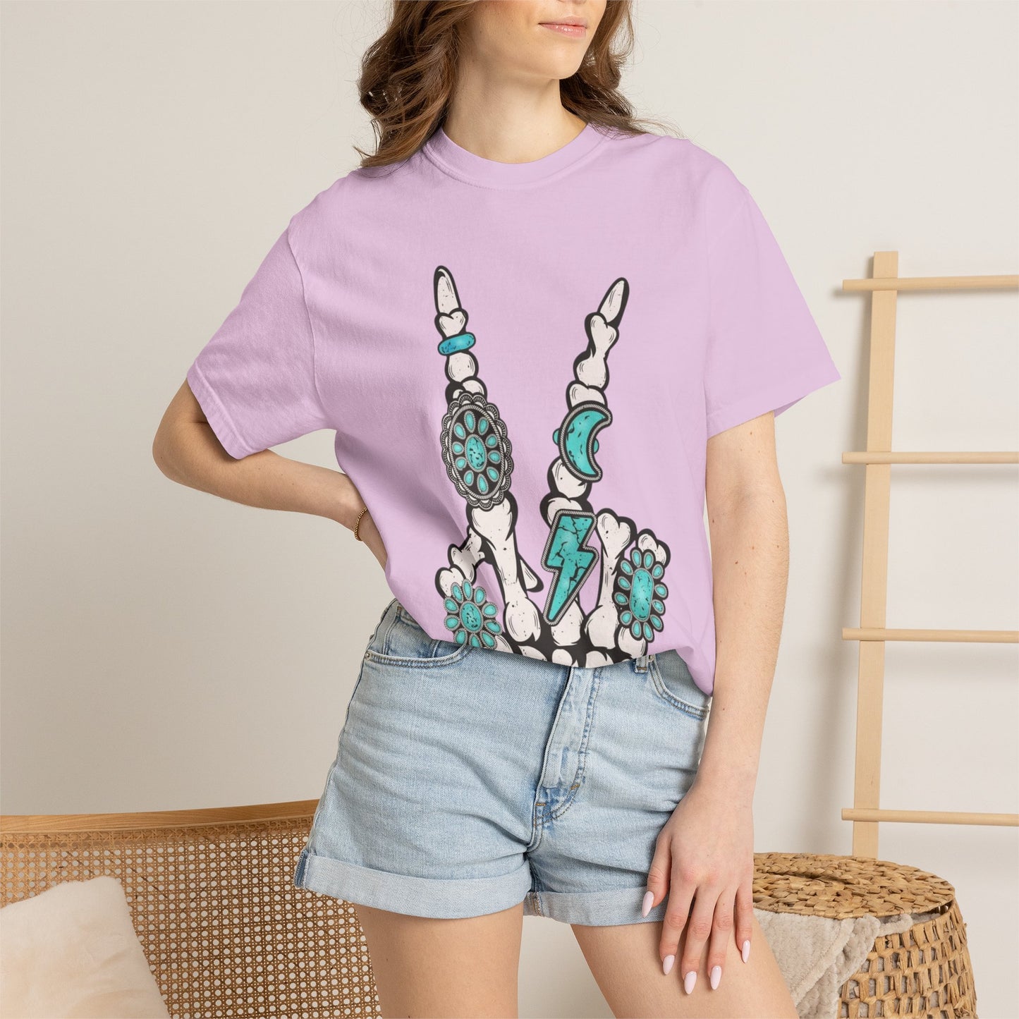 Skeleton Hand Rock 'n' Flower T-Shirt