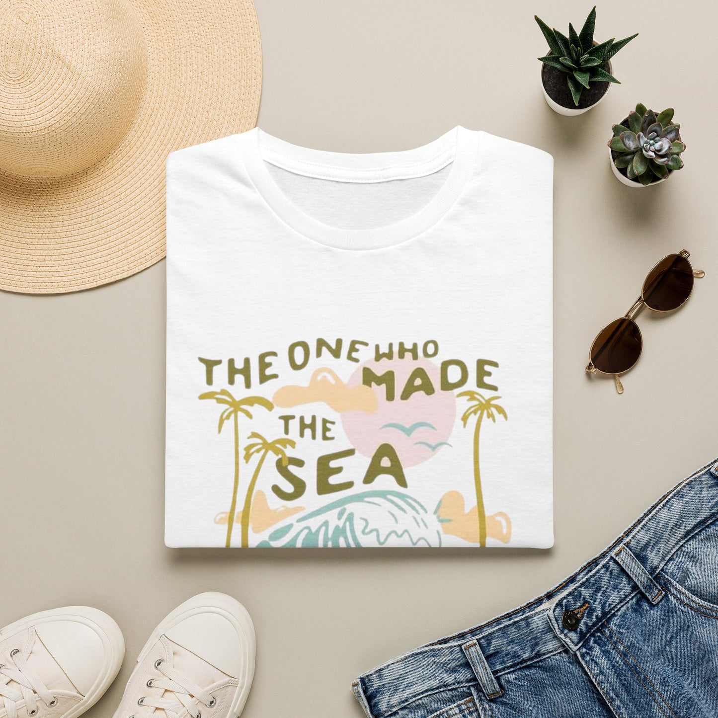 The One Who Made the Sea T-Shirt — Inspirational Beach Faith Graphic Tee