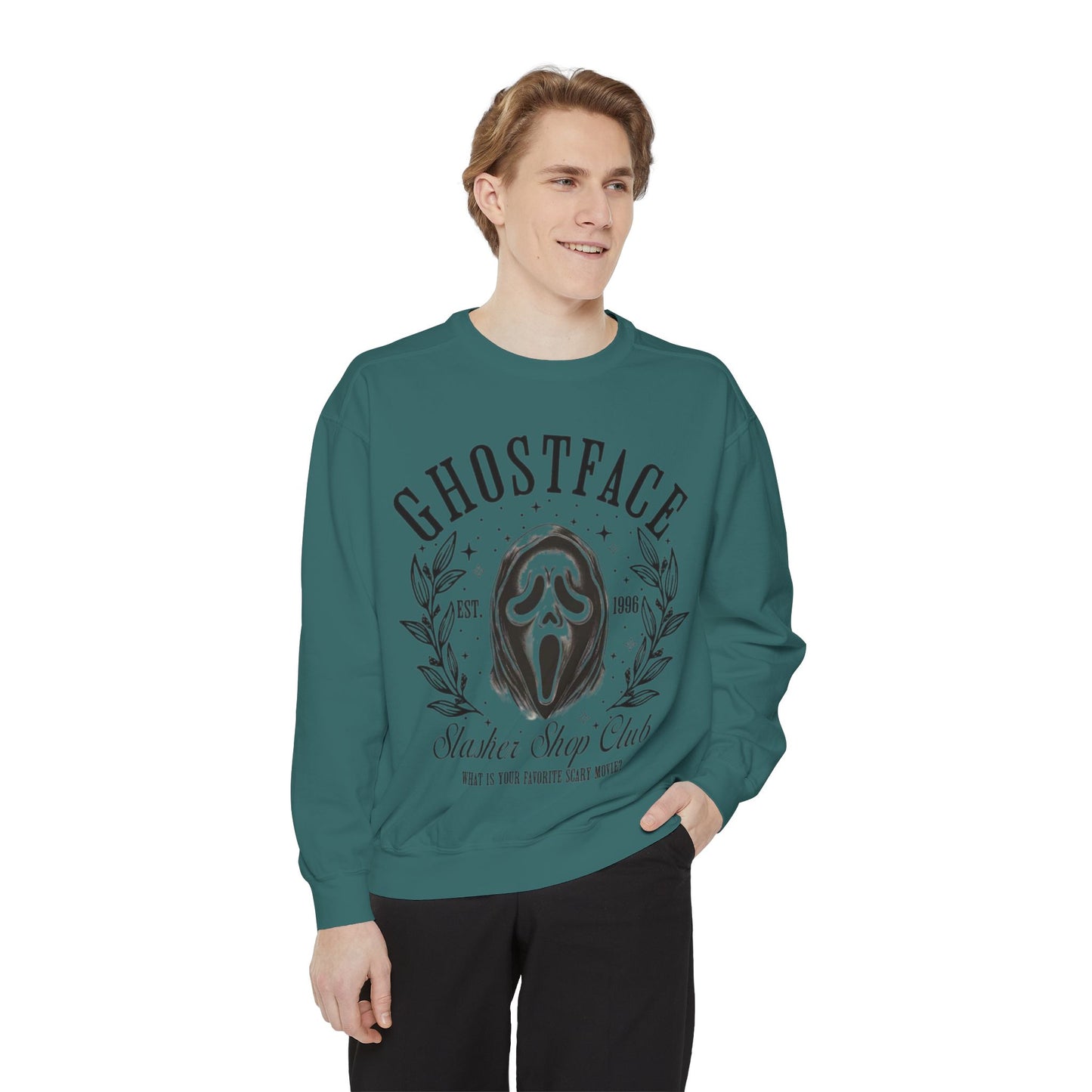 Ghostface Slasher Show Club Sweatshirt — Retro Horror Mask Crewneck