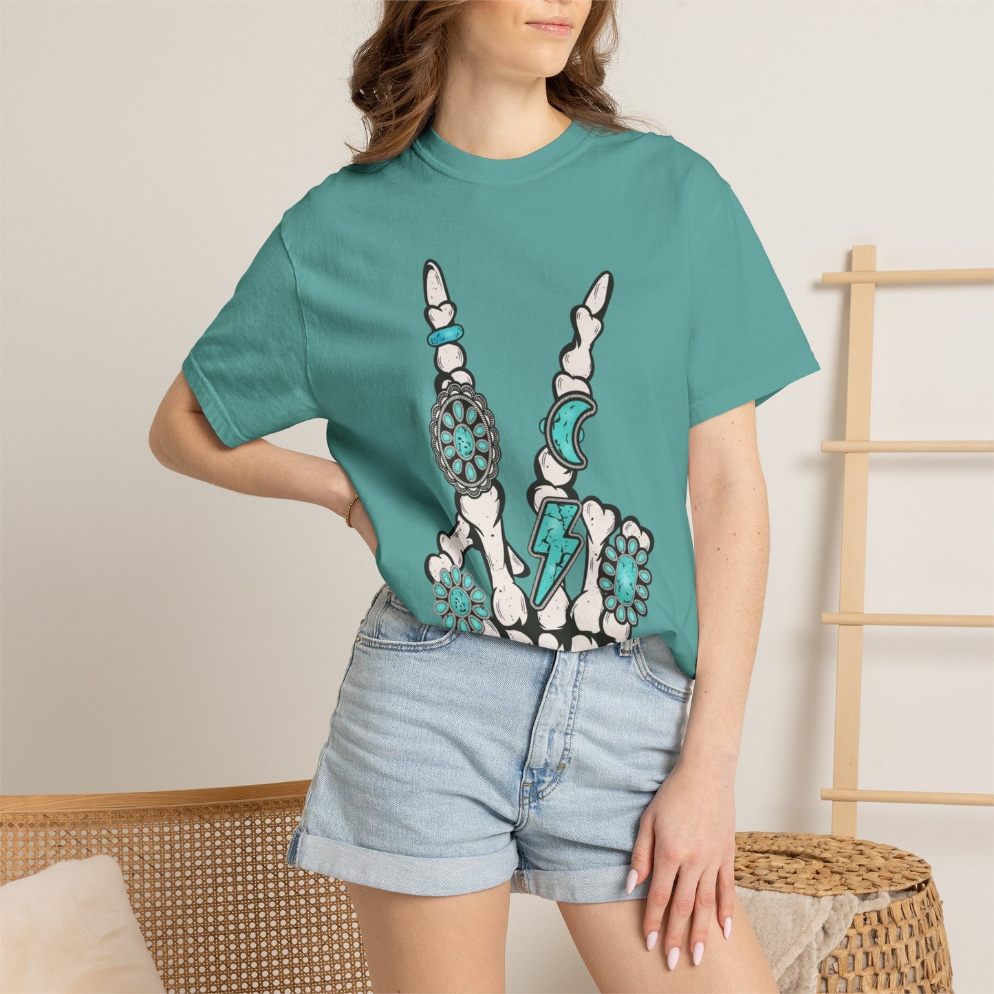 Skeleton Hand Rock 'n' Flower T-Shirt