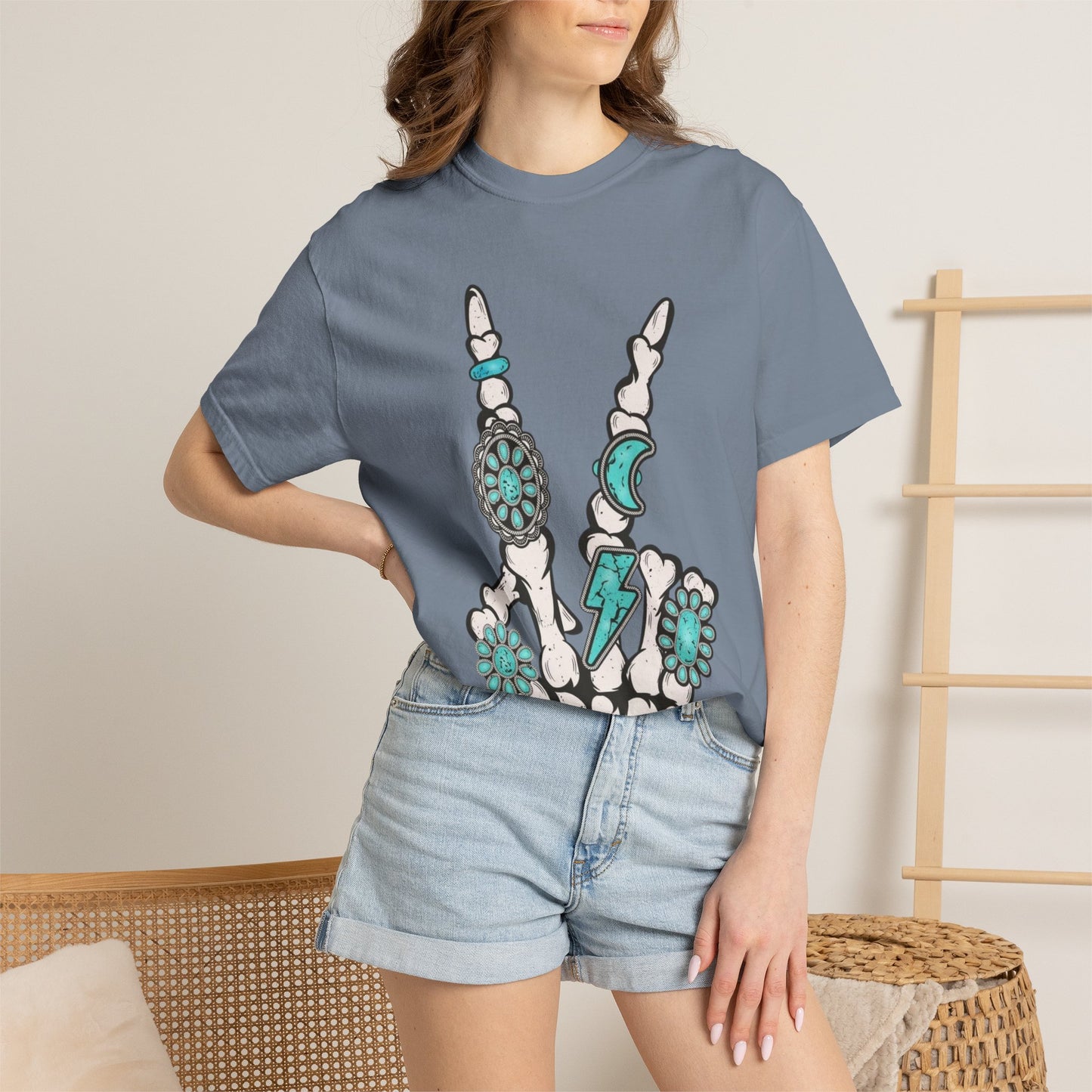 Skeleton Hand Rock 'n' Flower T-Shirt