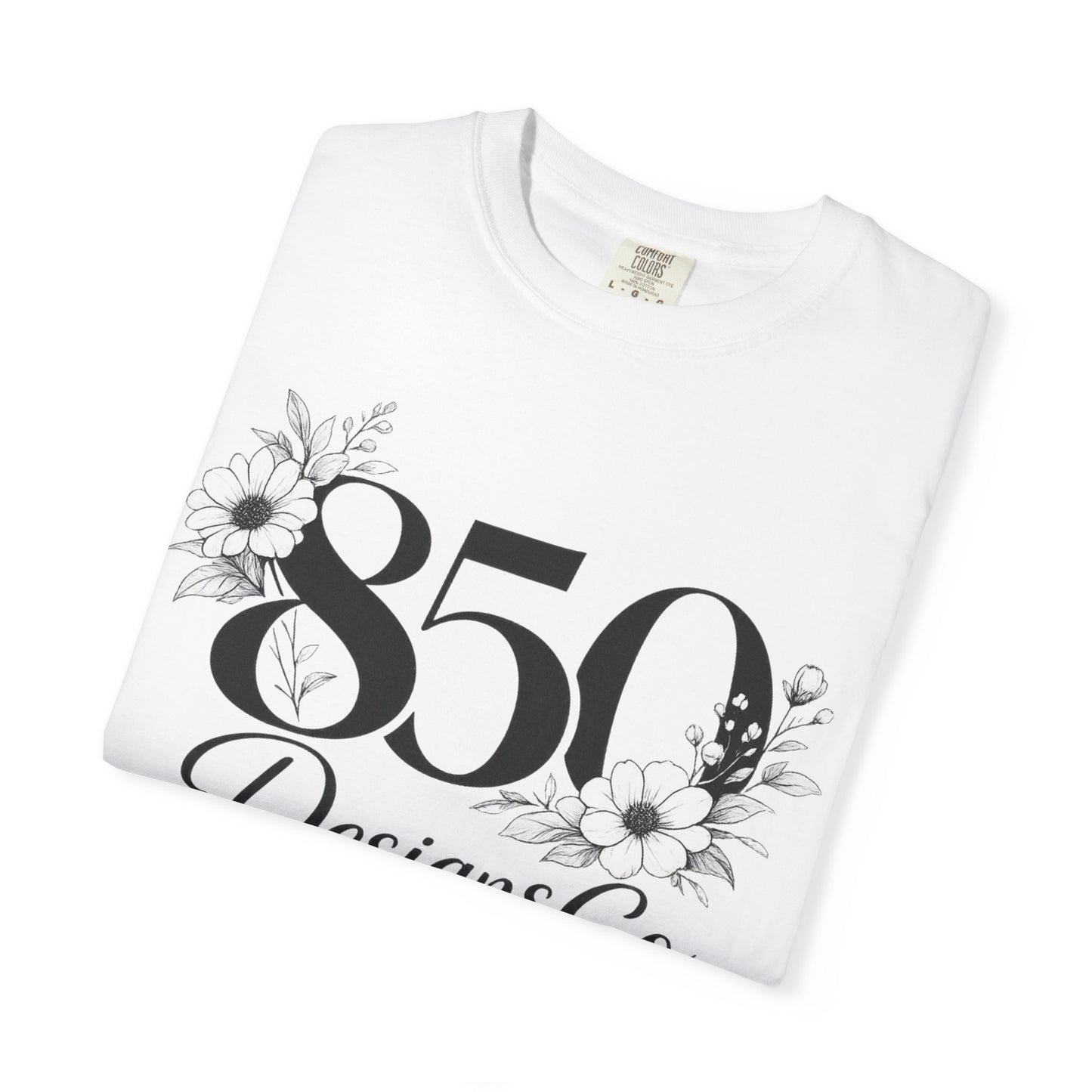 850 Designs Co Floral Logo T-shirt | Script Number Graphic