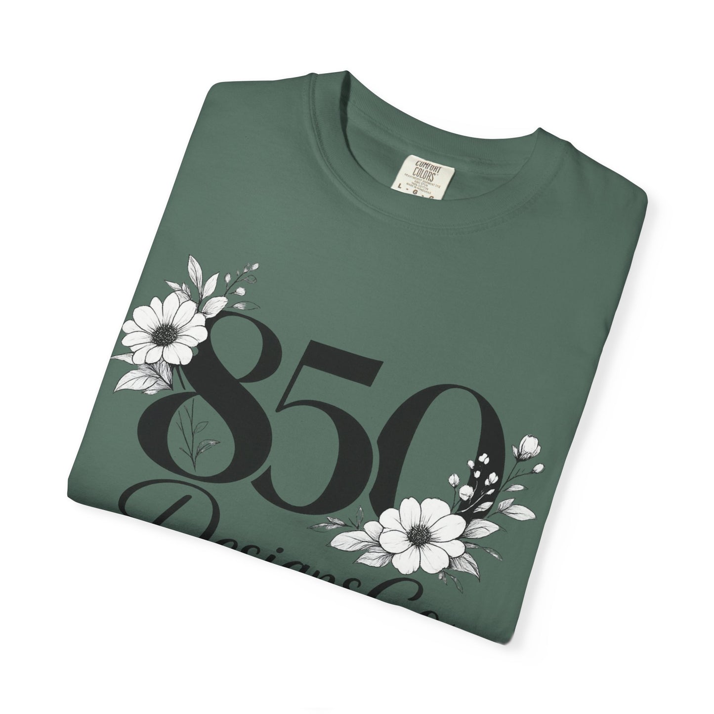 850 Designs Co Floral Logo T-shirt | Script Number Graphic