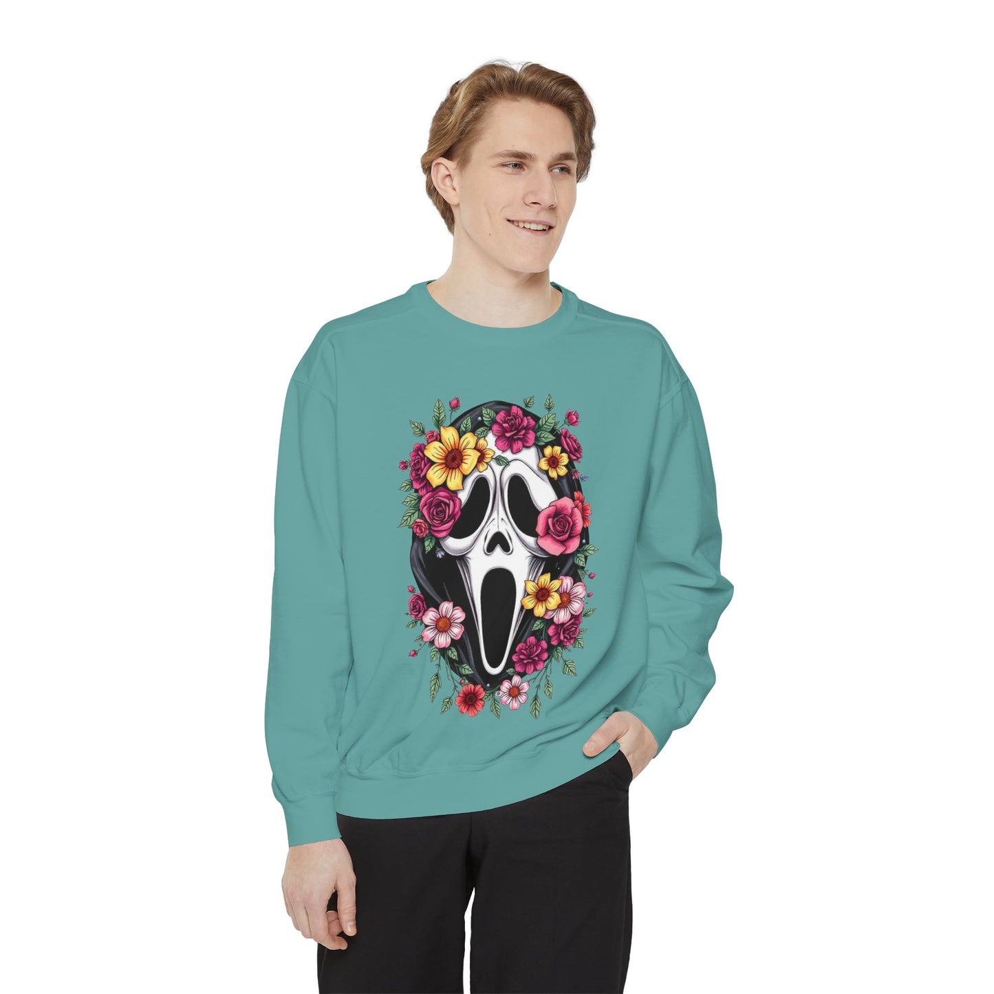 Floral Scream Sweatshirt — Floral Ghost Face Crewneck