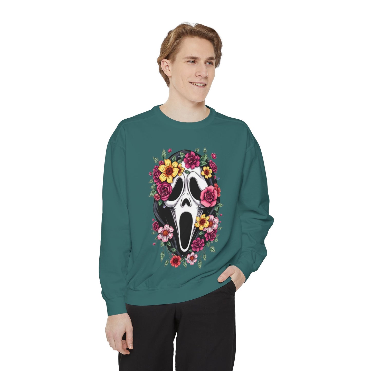 Floral Scream Sweatshirt — Floral Ghost Face Crewneck