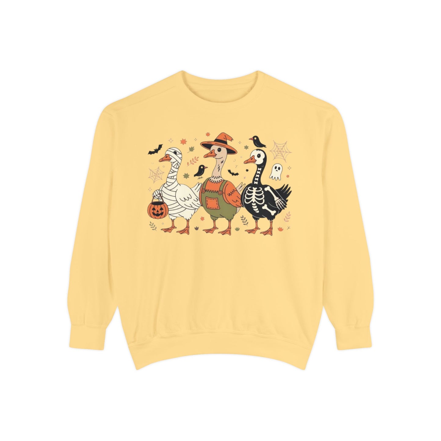 Halloween Goose Squad Sweatshirt — Cute Spooky Ducks Trick-or-Treat Graphic