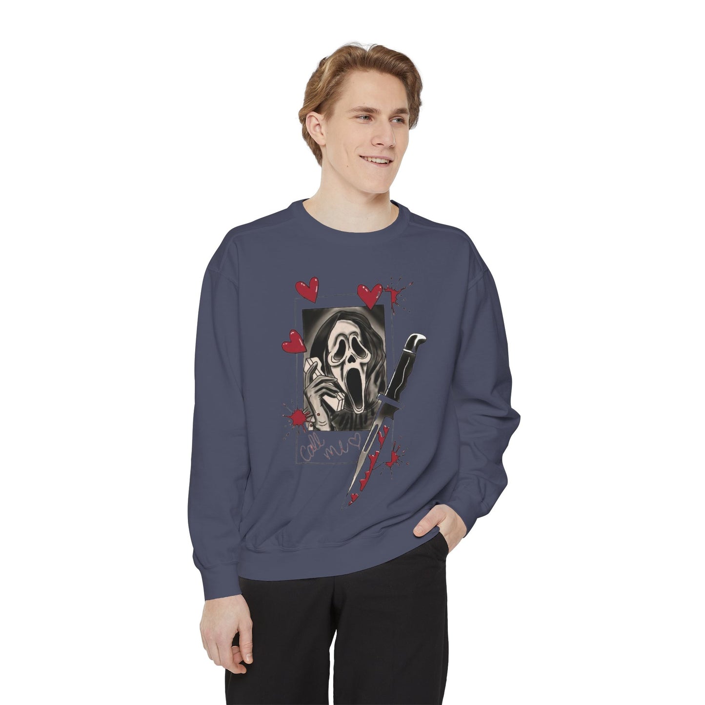 Scream Mask Knife Sweatshirt — Horror Graphic Pullover