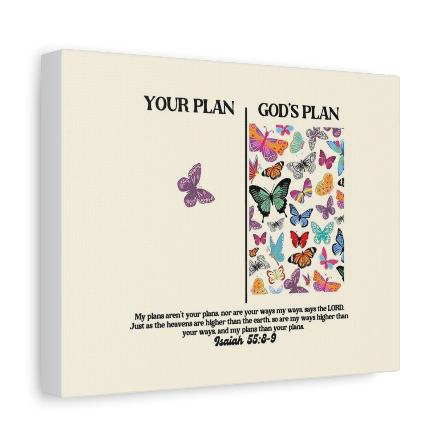 Canvas Wall Art — "Your Plan / God’s Plan" Butterfly Bible Verse (Isaiah 55:8-9)