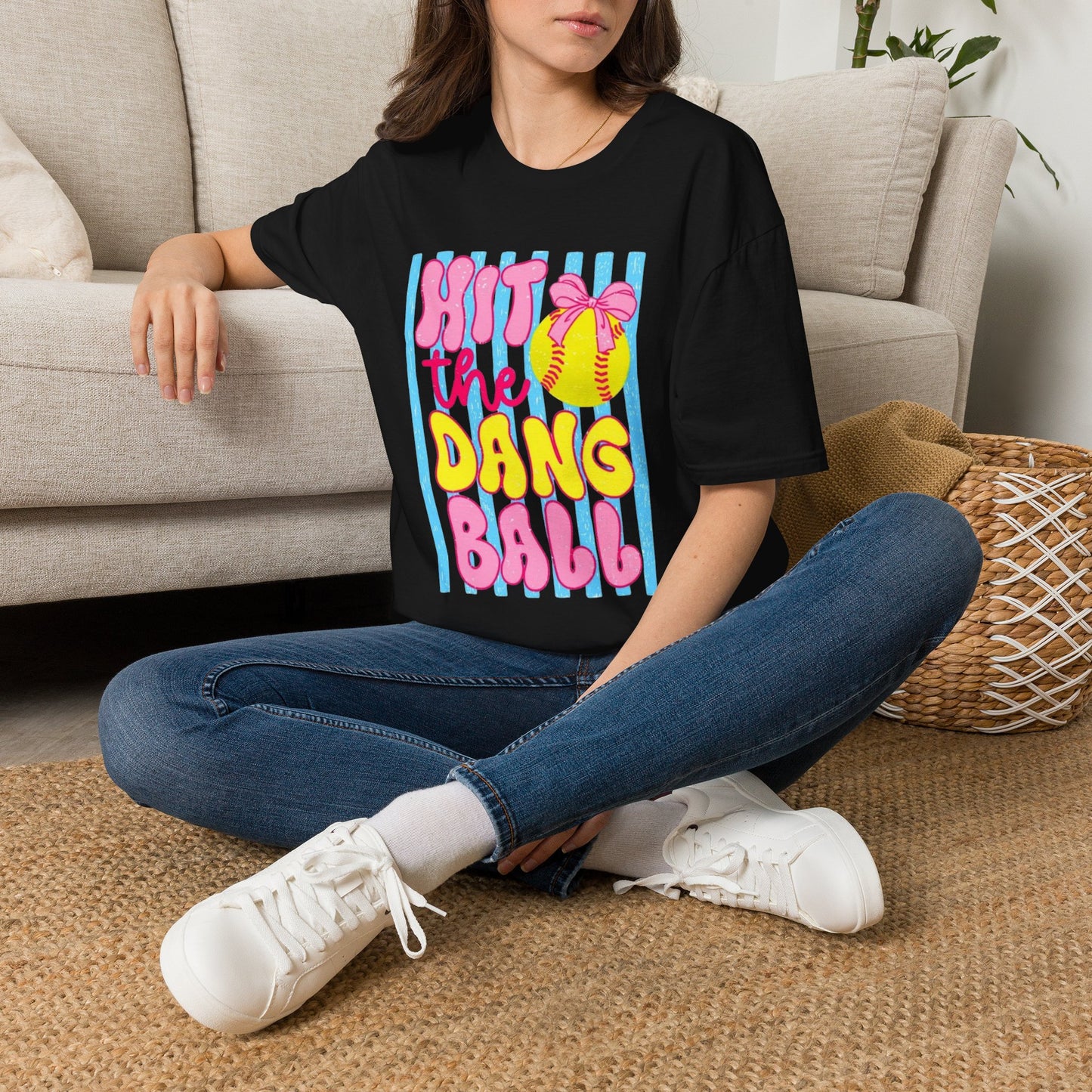 T-Shirt — "Hit the Dang Ball" Cute Softball Tee
