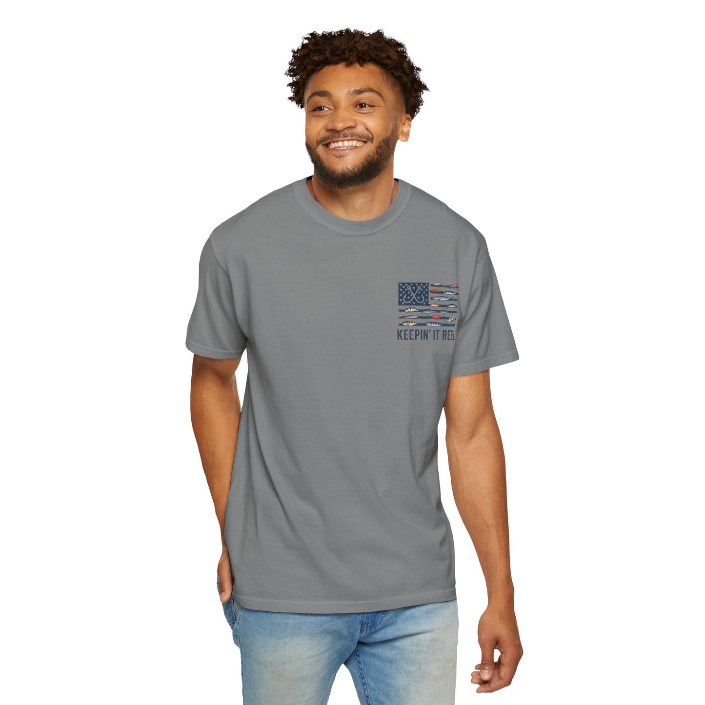 Fishing Flag T-Shirt — "Keepin' It Reel" Patriotic Angler Tee