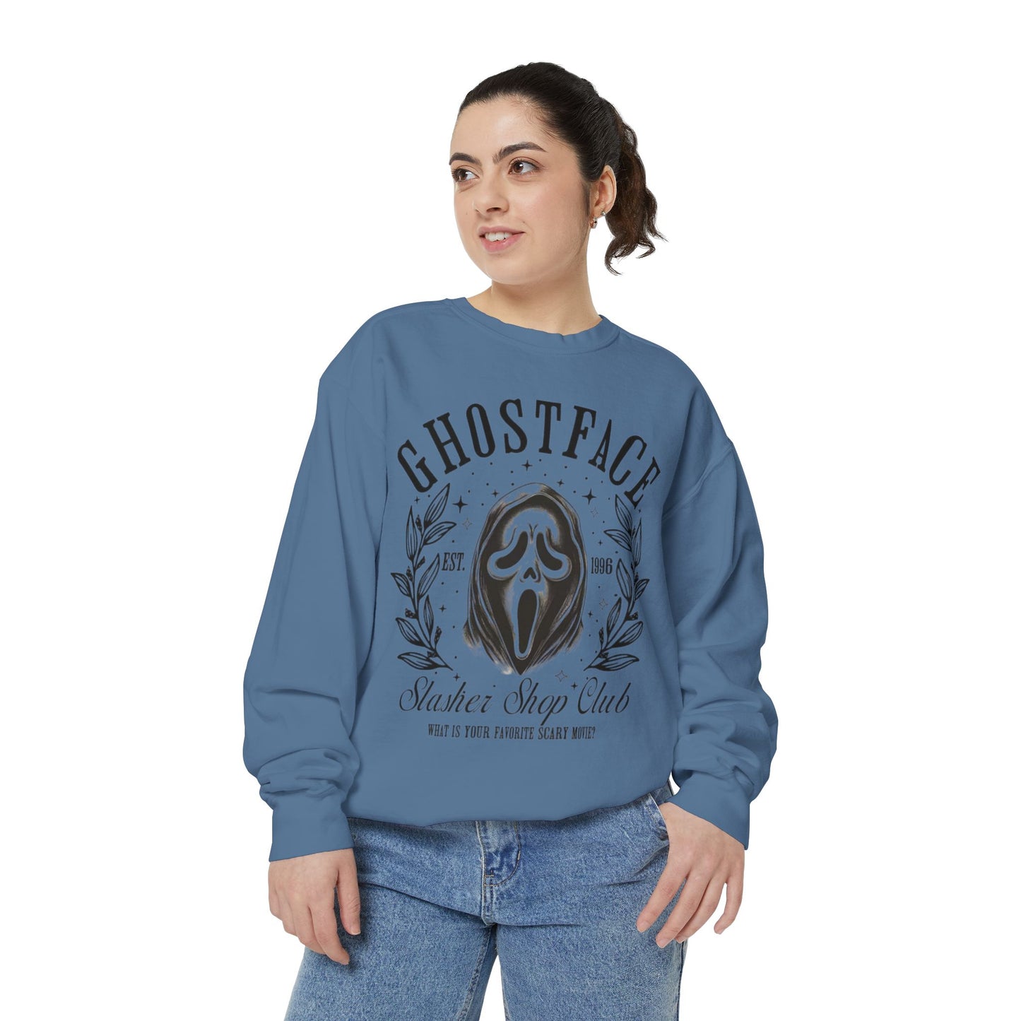 Ghostface Slasher Show Club Sweatshirt — Retro Horror Mask Crewneck