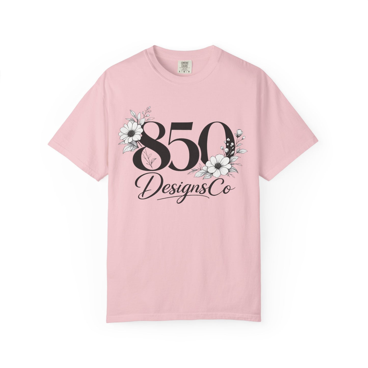 850 Designs Co Floral Logo T-shirt | Script Number Graphic