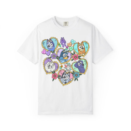 Cute Cartoon Birds Heart Collage T-Shirt | Colorful Avian Characters