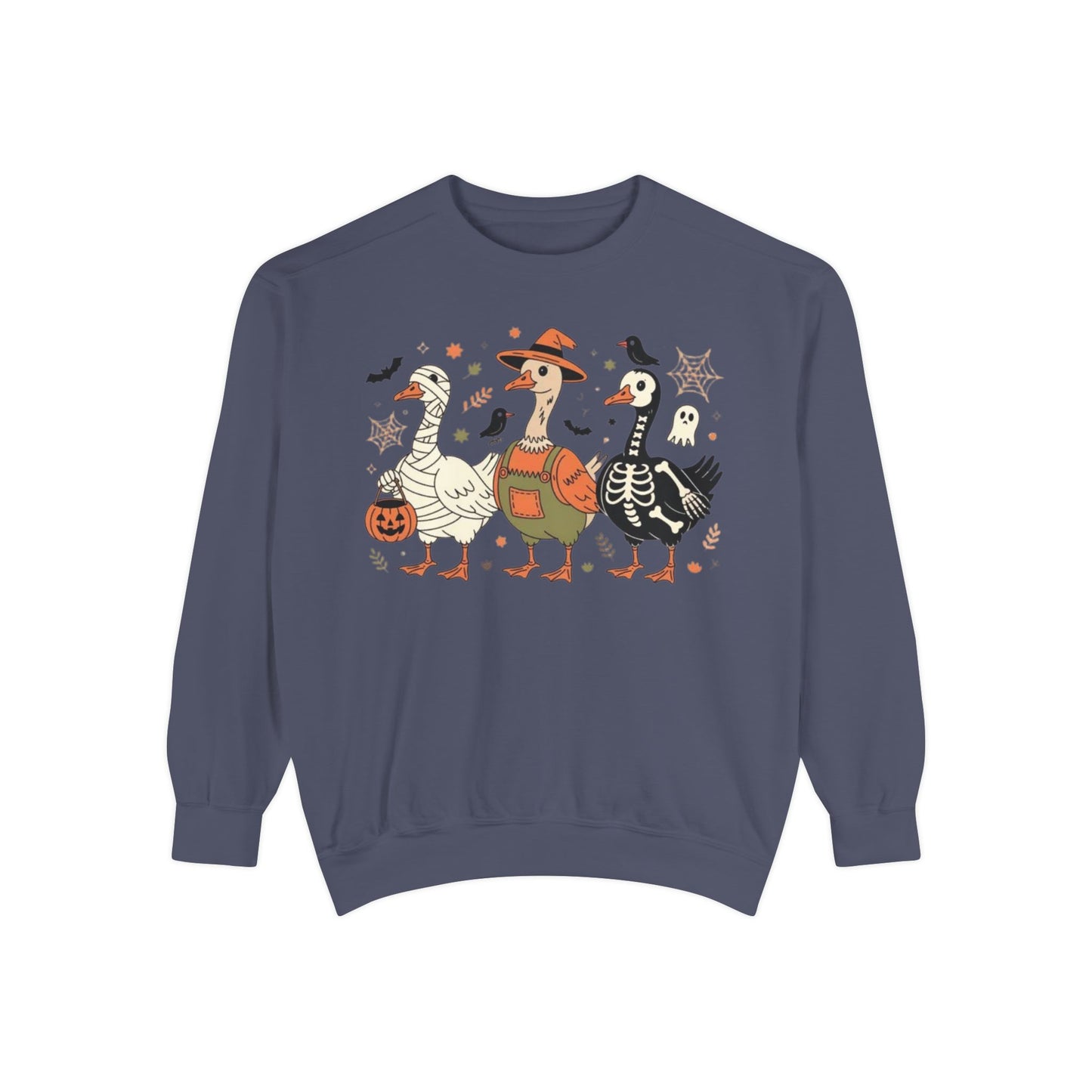 Halloween Goose Squad Sweatshirt — Cute Spooky Ducks Trick-or-Treat Graphic