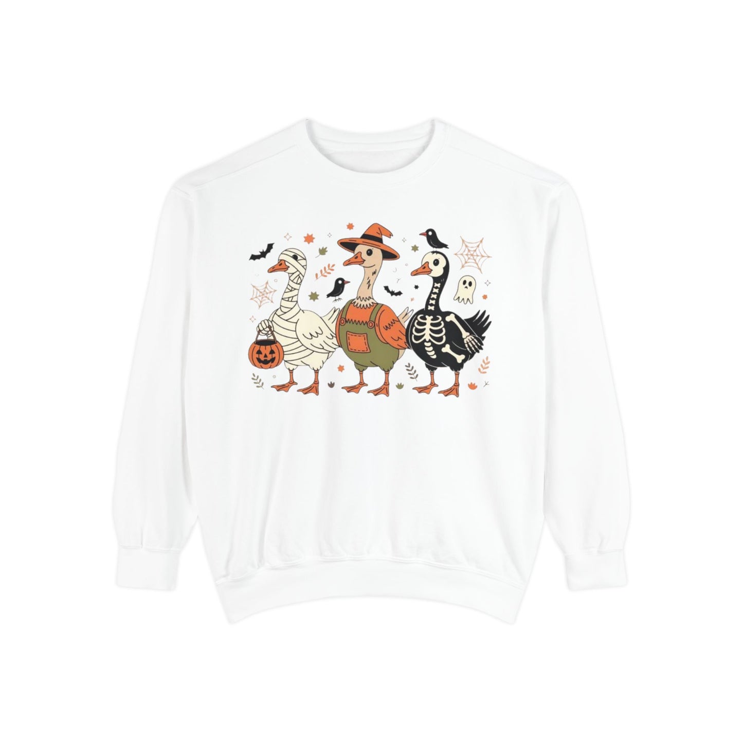 Halloween Goose Squad Sweatshirt — Cute Spooky Ducks Trick-or-Treat Graphic
