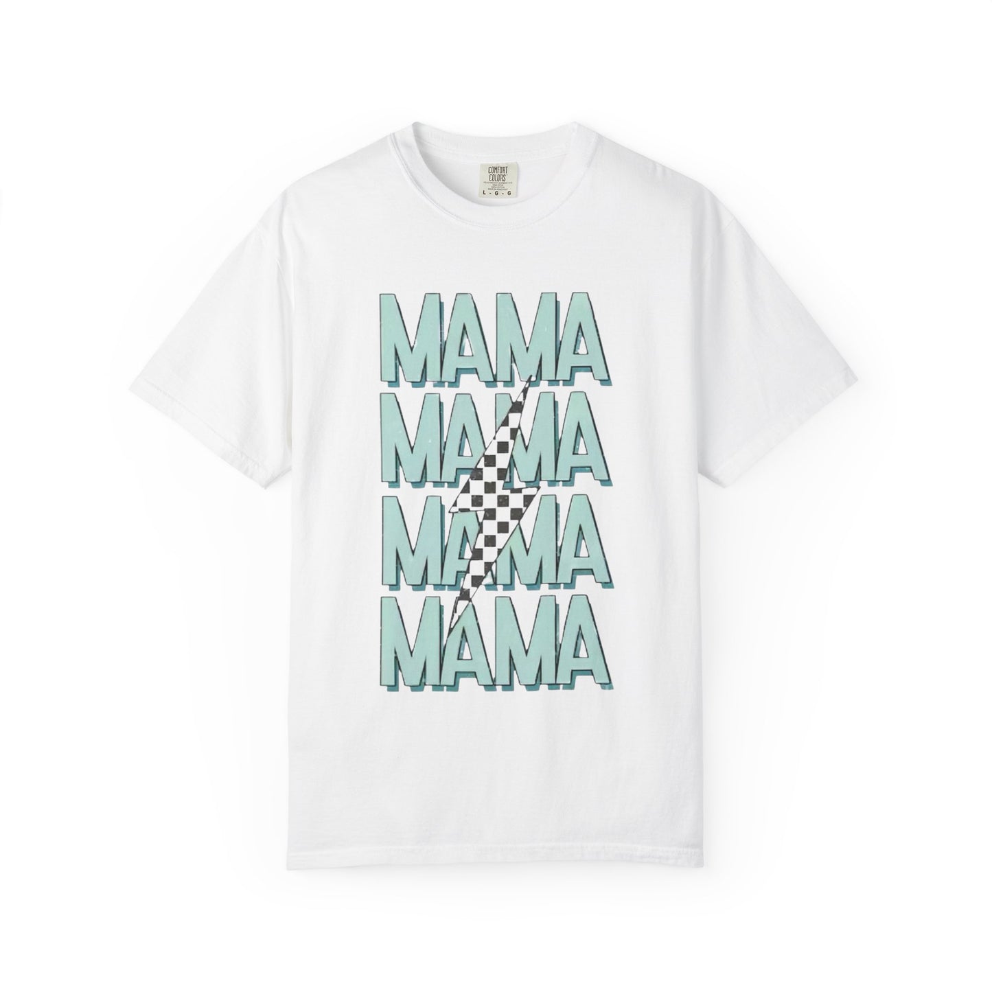 Mama Repeat Graphic T-Shirt — Checker Accent Mother's Day Tee