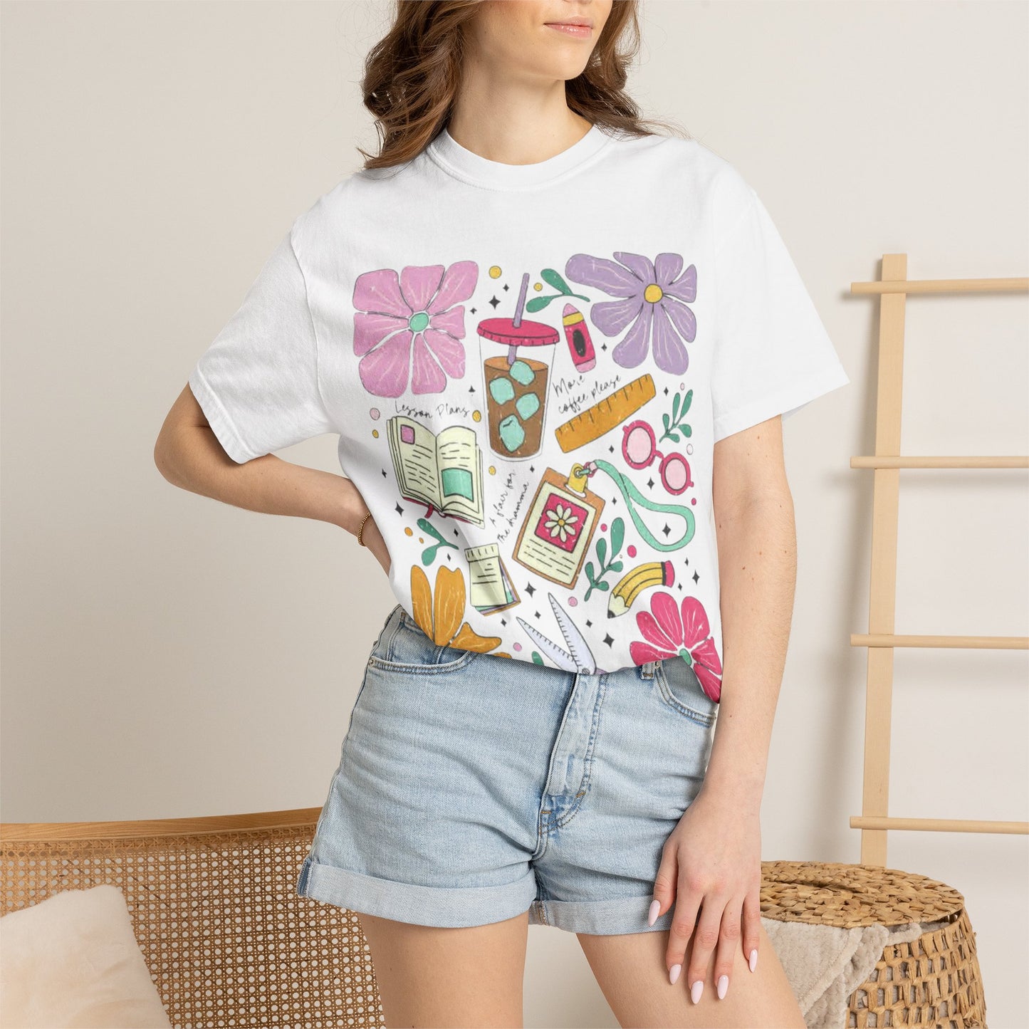 Floral Reading & Coffee Graphic T-Shirt