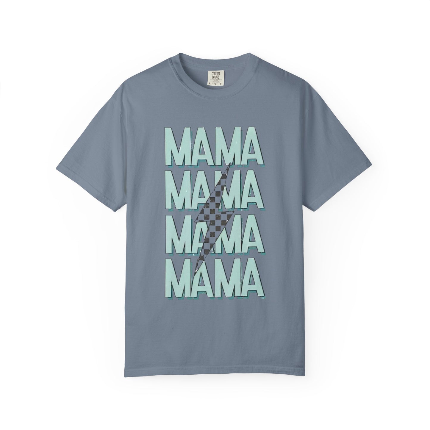 Mama Repeat Graphic T-Shirt — Checker Accent Mother's Day Tee