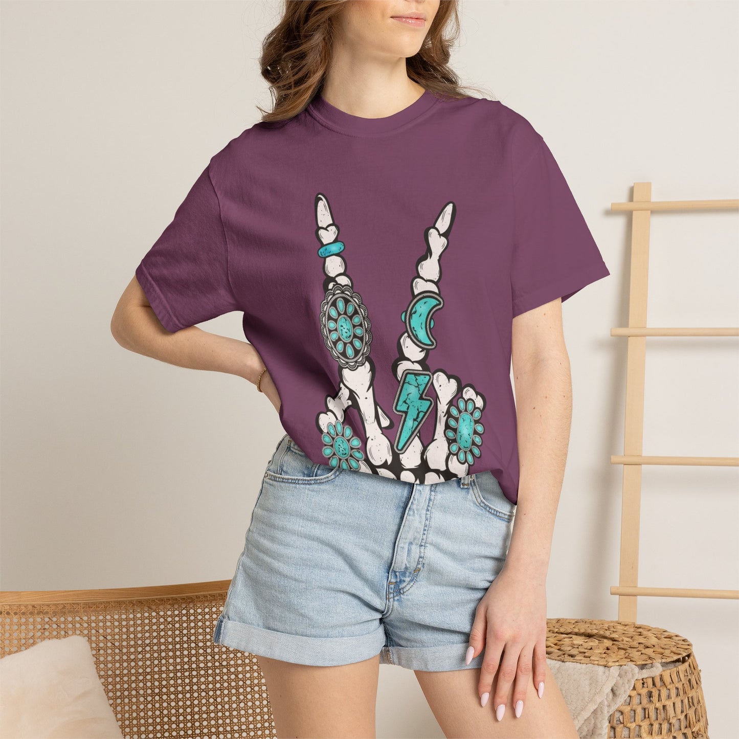 Skeleton Hand Rock 'n' Flower T-Shirt