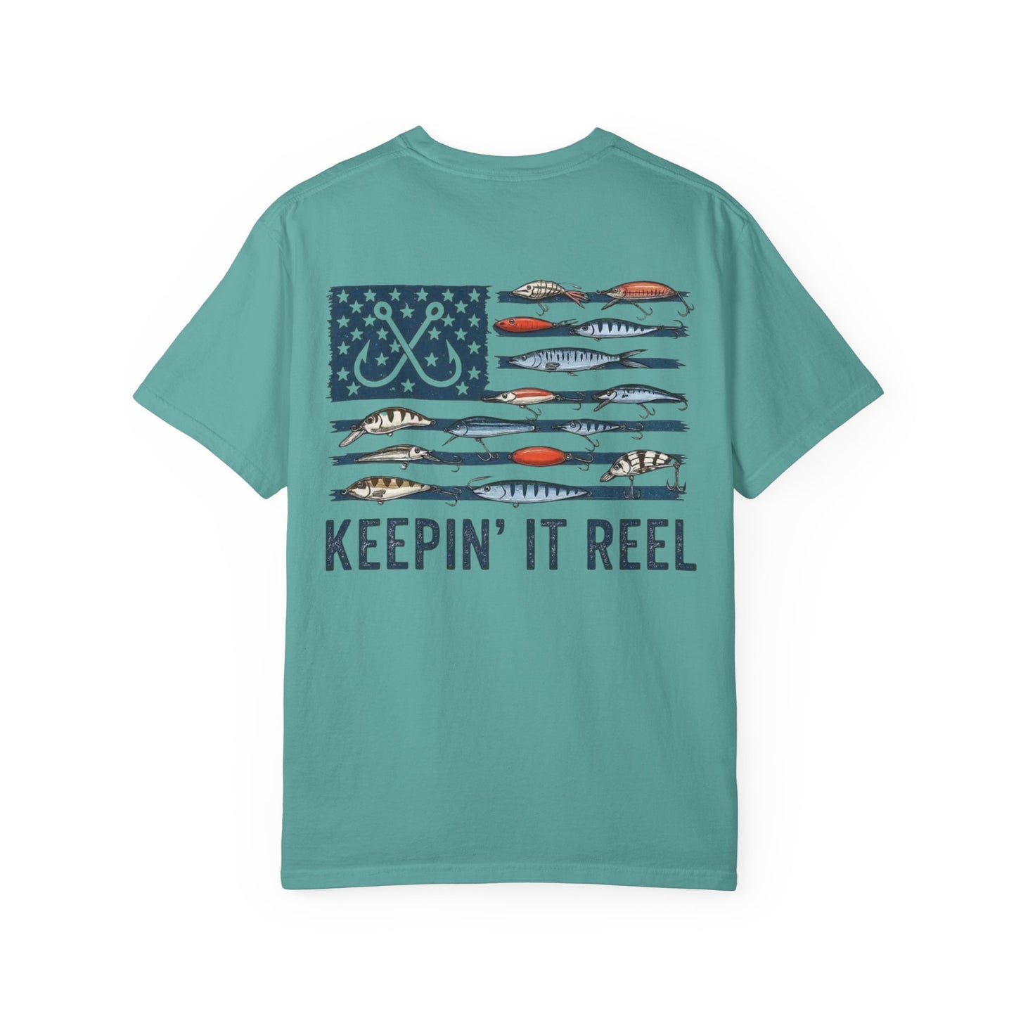 Fishing Flag T-Shirt — "Keepin' It Reel" Patriotic Angler Tee