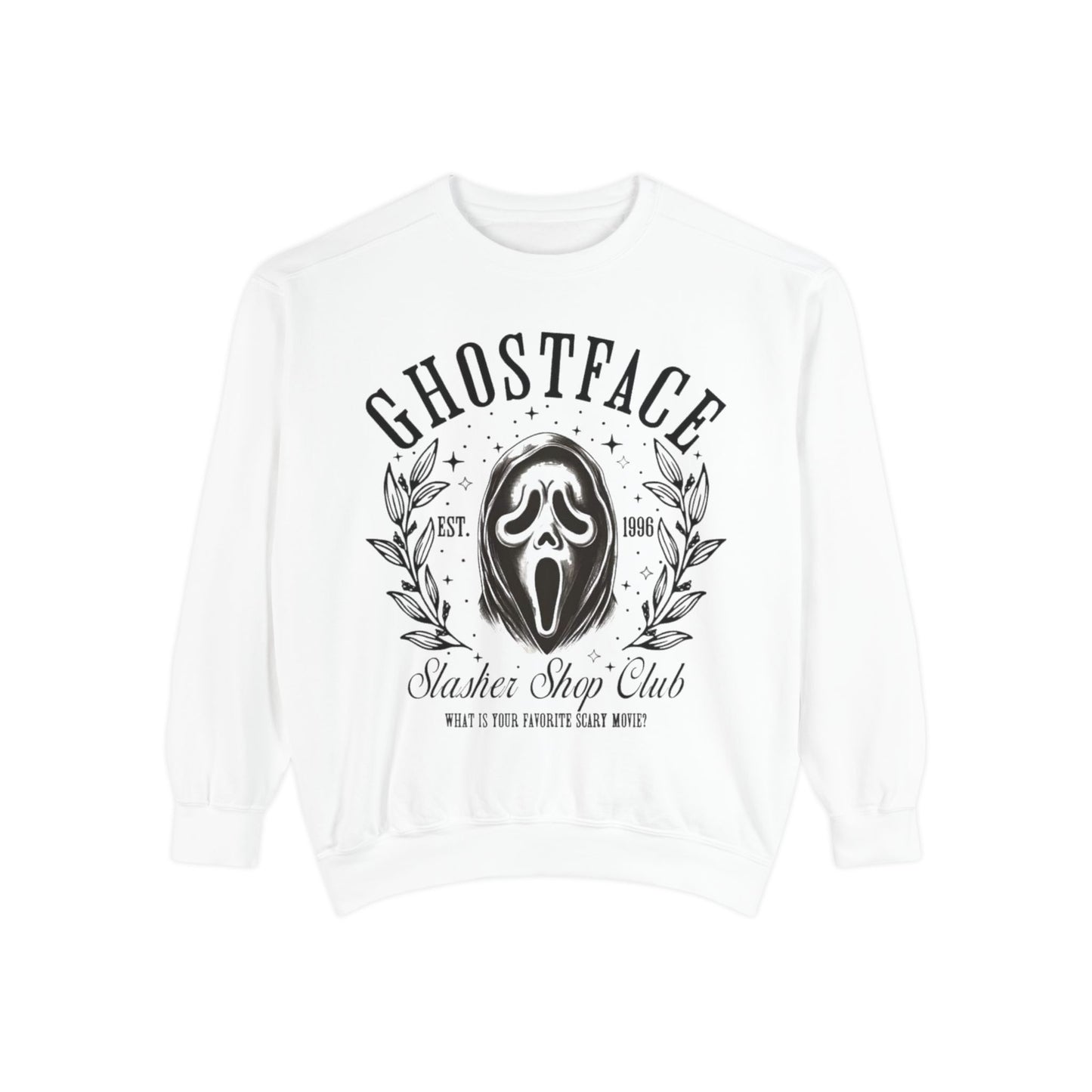 Ghostface Slasher Show Club Sweatshirt — Retro Horror Mask Crewneck