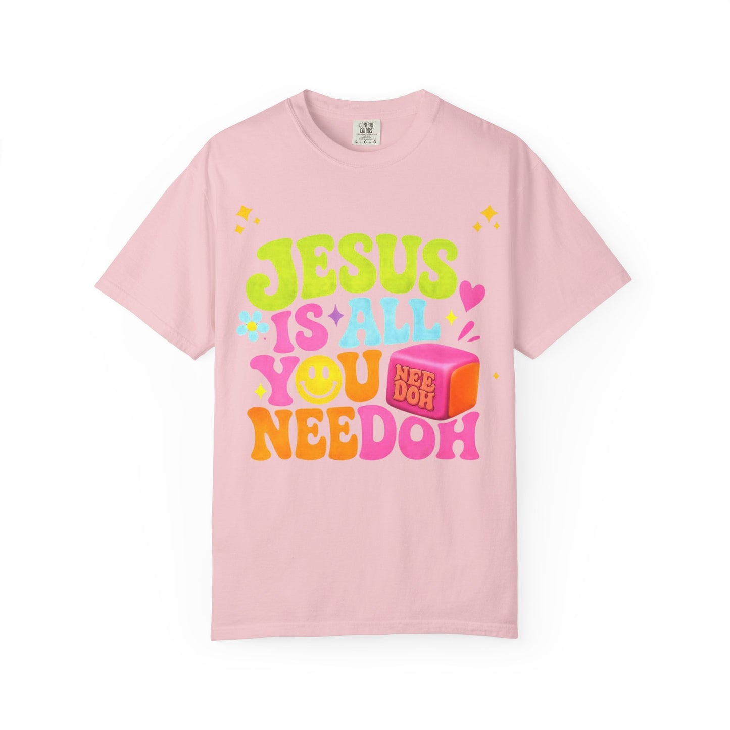 Christian T-Shirt — "Jesus Is All You Need" Colorful Retro Graphic Tee