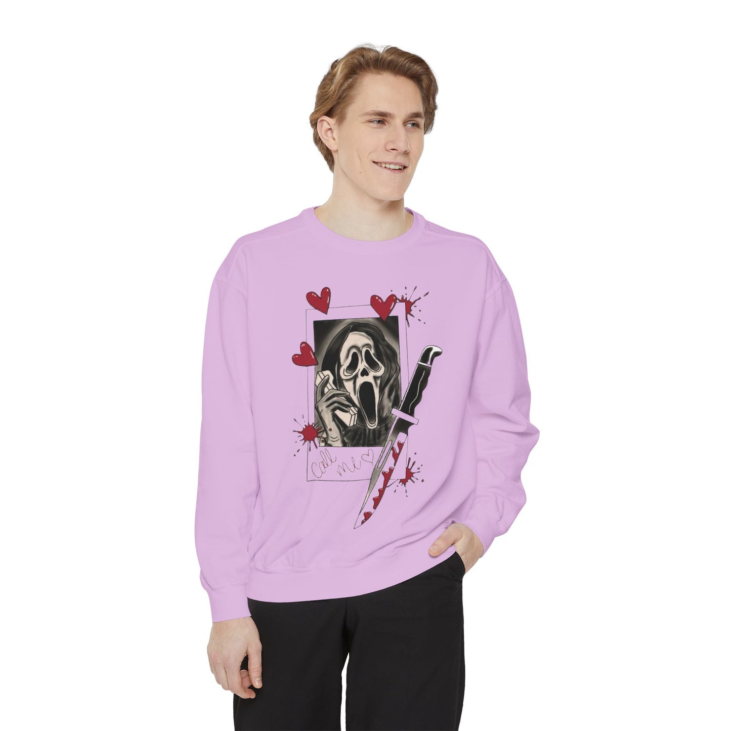 Scream Mask Knife Sweatshirt — Horror Graphic Pullover