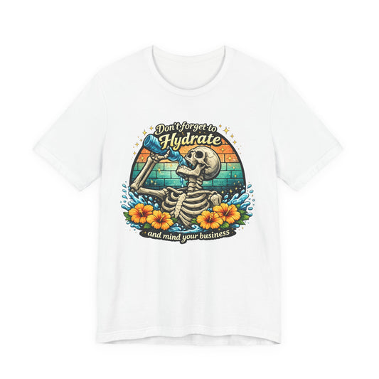Hydrate Reminder Tee — Vintage Skull Drinking Design