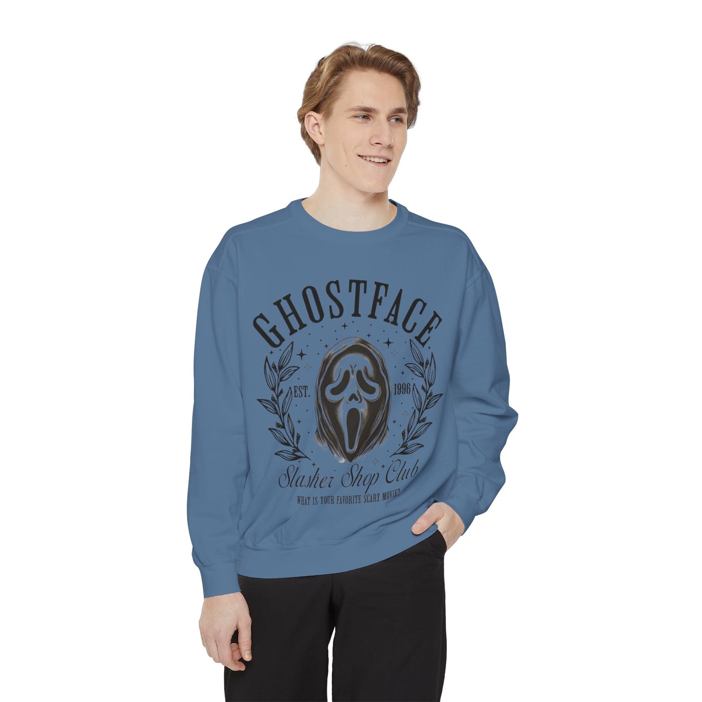 Ghostface Slasher Show Club Sweatshirt — Retro Horror Mask Crewneck