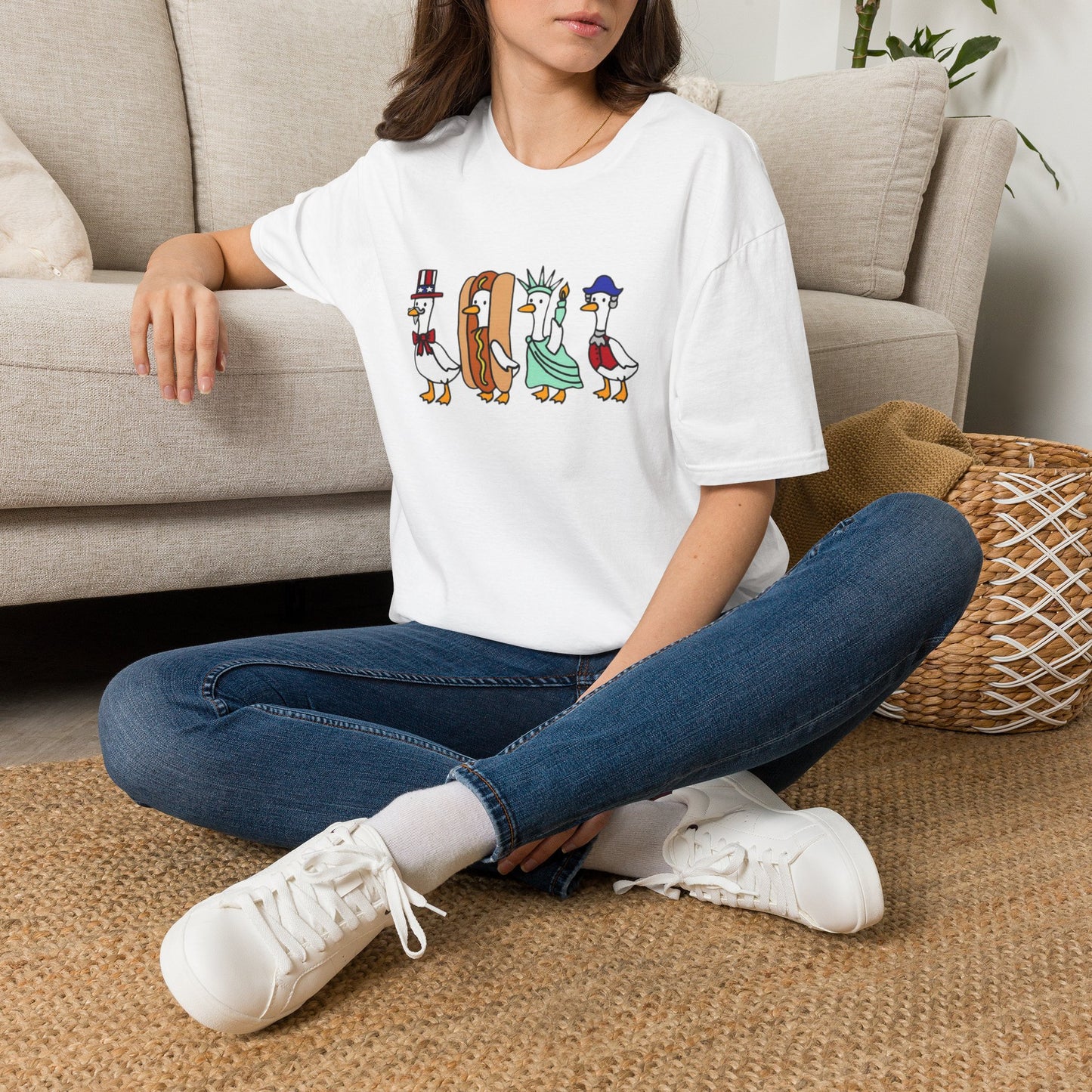 Patriotic Ducks Graphic T-Shirt — Cute Liberty Hotdog Parade Tee